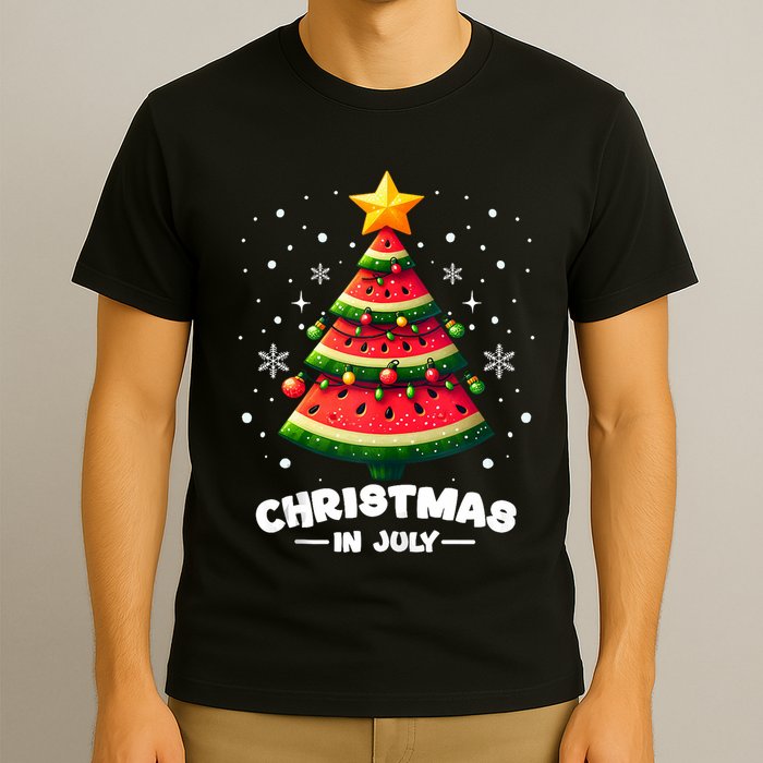 Christmas In July Watermelon Xmas Tree Summer T-Shirt