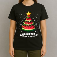 Christmas In July Watermelon Xmas Tree Summer T-Shirt