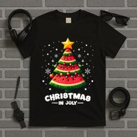 Christmas In July Watermelon Xmas Tree Summer T-Shirt