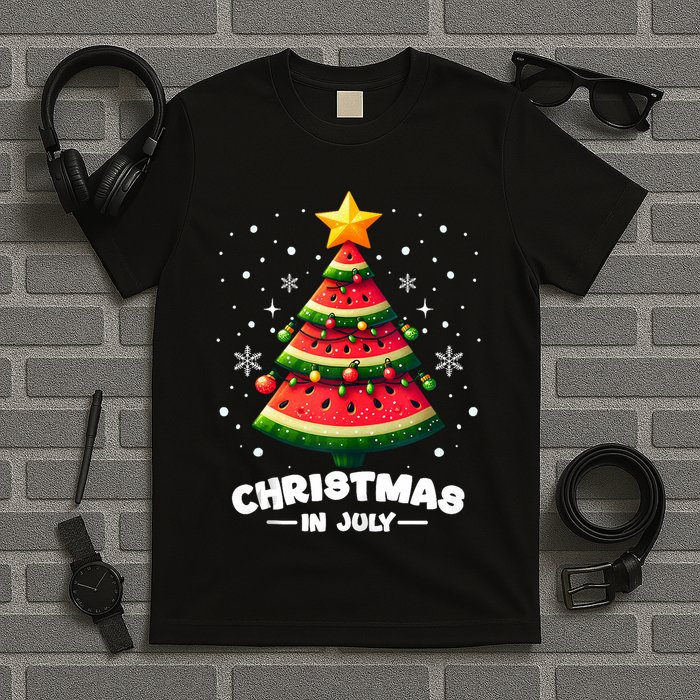 Christmas In July Watermelon Xmas Tree Summer T-Shirt