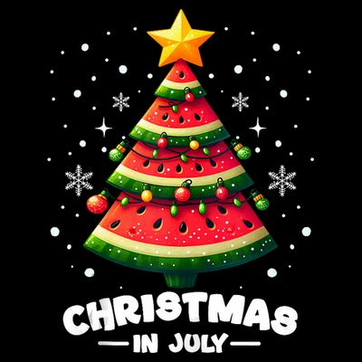 Christmas In July Watermelon Xmas Tree Summer T-Shirt