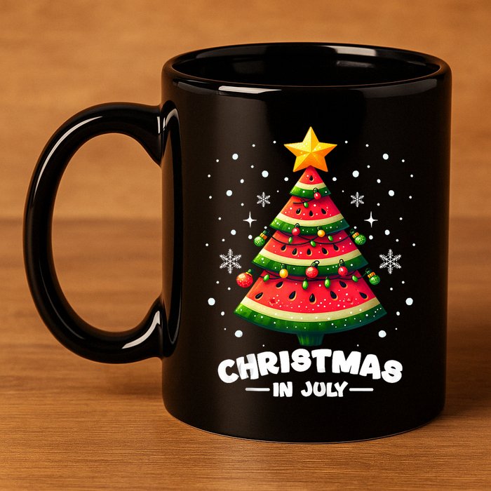 Christmas In July Watermelon Xmas Tree Summer 11oz C Handle Ceramic Mug