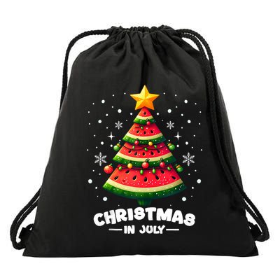 Christmas In July Watermelon Xmas Tree Summer Drawstring Bag