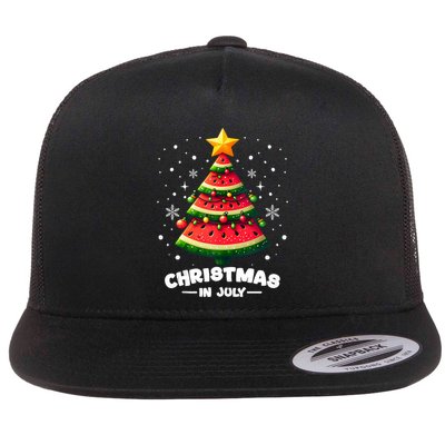 Christmas In July Watermelon Xmas Tree Summer Flatbill Hat