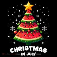 Christmas In July Watermelon Xmas Tree Summer Flatbill Hat