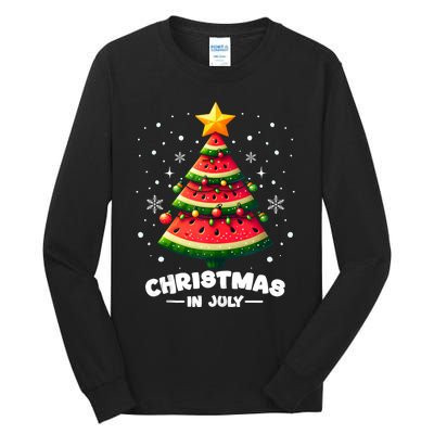 Christmas In July Watermelon Xmas Tree Summer Tall Long Sleeve T-Shirt