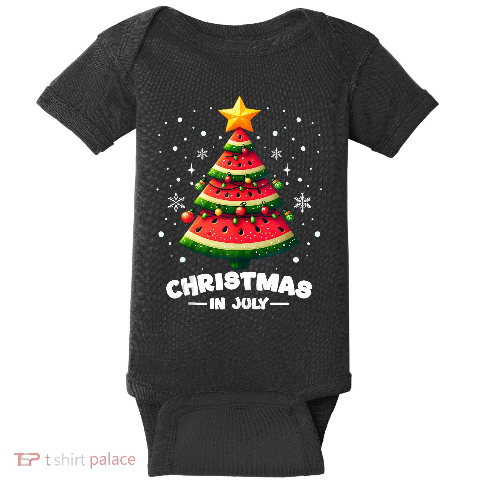 Christmas In July Watermelon Xmas Tree Summer Baby Bodysuit