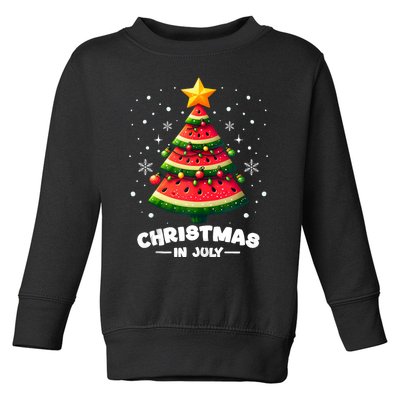 Christmas In July Watermelon Xmas Tree Summer Toddler Sweatshirt