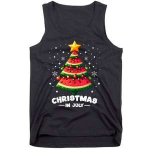 Christmas In July Watermelon Xmas Tree Summer Tank Top