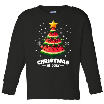 Christmas In July Watermelon Xmas Tree Summer Toddler Long Sleeve Shirt