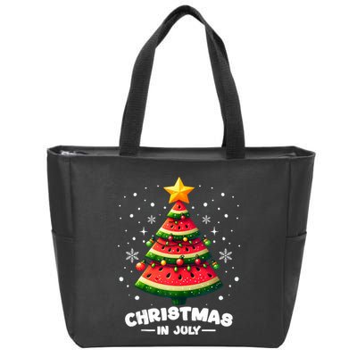 Christmas In July Watermelon Xmas Tree Summer Zip Tote Bag
