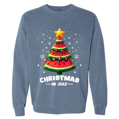 Christmas In July Watermelon Xmas Tree Summer Garment-Dyed Sweatshirt