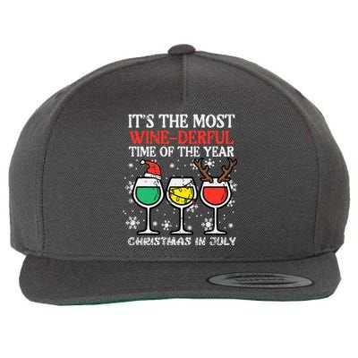 Christmas In July Most Winederful Time Funny Xmas Mom Wool Snapback Cap