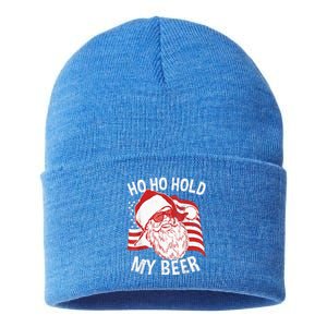 Christmas In July Santa Ho Ho Hold My Beer Drink Lover Sustainable Knit Beanie