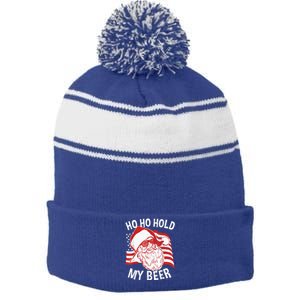 Christmas In July Santa Ho Ho Hold My Beer Drink Lover Stripe Pom Pom Beanie