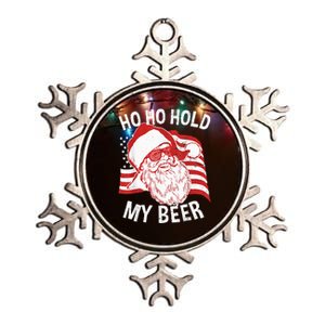 Christmas In July Santa Ho Ho Hold My Beer Drink Lover Metallic Star Ornament