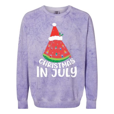 Christmas In July Watermelon Xmas Tree Summer Colorblast Crewneck Sweatshirt