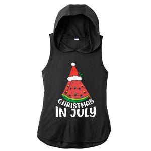 Christmas In July Watermelon Xmas Tree Summer Ladies PosiCharge Tri-Blend Wicking Draft Hoodie Tank