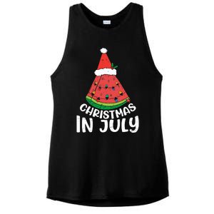 Christmas In July Watermelon Xmas Tree Summer Ladies PosiCharge Tri-Blend Wicking Tank