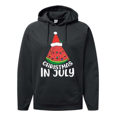 Christmas In July Watermelon Xmas Tree Summer Performance Fleece Hoodie