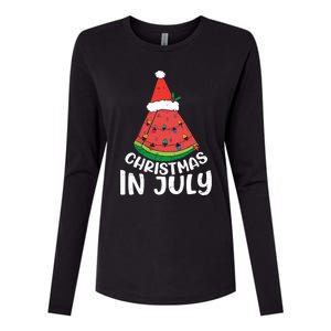 Christmas In July Watermelon Xmas Tree Summer Womens Cotton Relaxed Long Sleeve T-Shirt