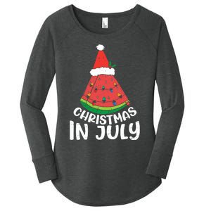 Christmas In July Watermelon Xmas Tree Summer Women's Perfect Tri Tunic Long Sleeve Shirt