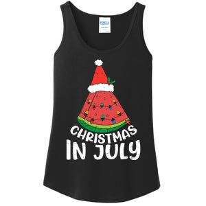 Christmas In July Watermelon Xmas Tree Summer Ladies Essential Tank