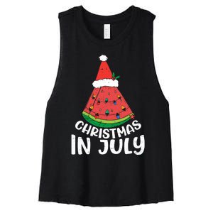 Christmas In July Watermelon Xmas Tree Summer Women's Racerback Cropped Tank