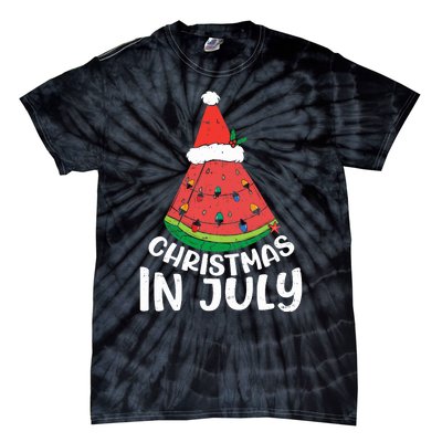 Christmas In July Watermelon Xmas Tree Summer Tie-Dye T-Shirt