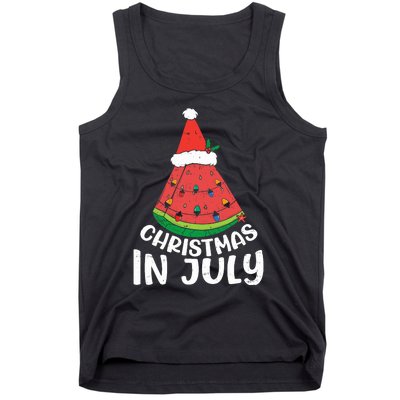 Christmas In July Watermelon Xmas Tree Summer Tank Top