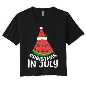 Christmas In July Watermelon Xmas Tree Summer Women's Crop Top Tee