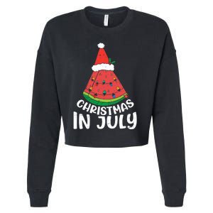 Christmas In July Watermelon Xmas Tree Summer Cropped Pullover Crew