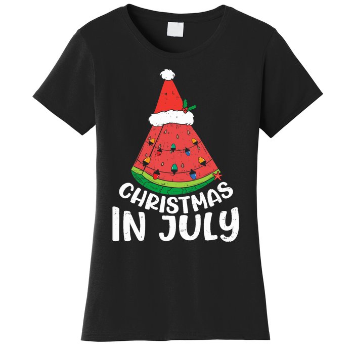 Christmas In July Watermelon Xmas Tree Summer Women's T-Shirt