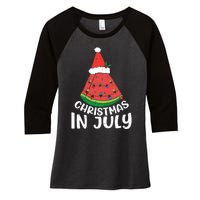 Christmas In July Watermelon Xmas Tree Summer Women's Tri-Blend 3/4-Sleeve Raglan Shirt