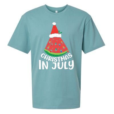 Christmas In July Watermelon Xmas Tree Summer Sueded Cloud Jersey T-Shirt