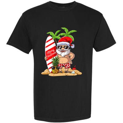 Christmas In July Santa Hawaiian Summer Surf Surfing Surfer Garment-Dyed Heavyweight T-Shirt