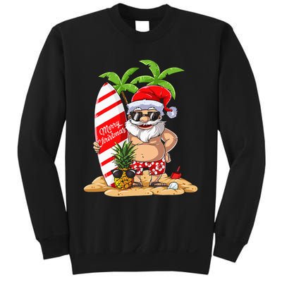 Christmas In July Santa Hawaiian Summer Surf Surfing Surfer Sweatshirt