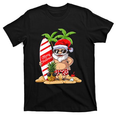 Christmas In July Santa Hawaiian Summer Surf Surfing Surfer T-Shirt