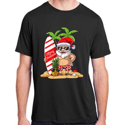 Christmas In July Santa Hawaiian Summer Surf Surfing Surfer Adult ChromaSoft Performance T-Shirt