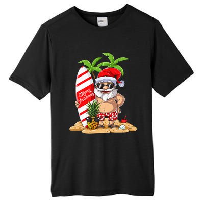 Christmas In July Santa Hawaiian Summer Surf Surfing Surfer Tall Fusion ChromaSoft Performance T-Shirt