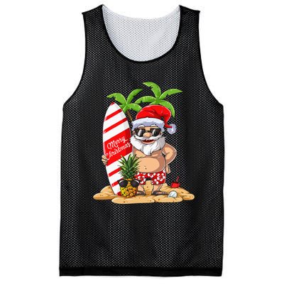 Christmas In July Santa Hawaiian Summer Surf Surfing Surfer Mesh Reversible Basketball Jersey Tank