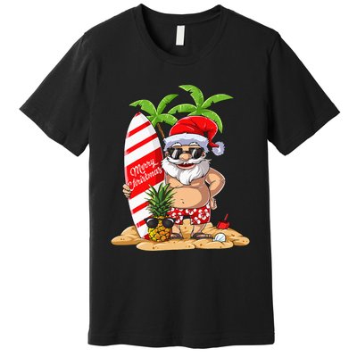 Christmas In July Santa Hawaiian Summer Surf Surfing Surfer Premium T-Shirt