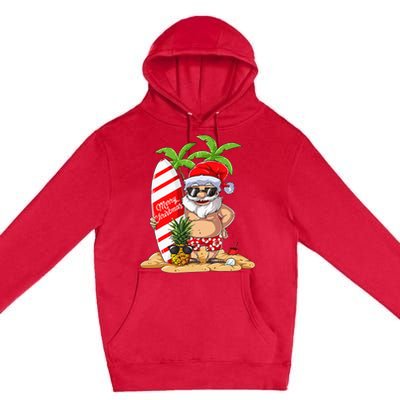 Christmas In July Santa Hawaiian Summer Surf Surfing Surfer Premium Pullover Hoodie