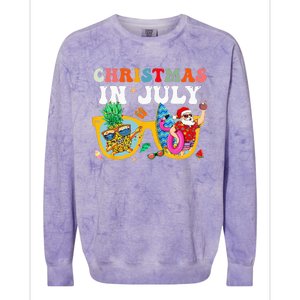 Christmas In July Santa Sunglasses Summer Beach Funny Xmas Colorblast Crewneck Sweatshirt