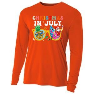 Christmas In July Santa Sunglasses Summer Beach Funny Xmas Cooling Performance Long Sleeve Crew