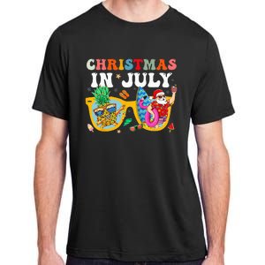 Christmas In July Santa Sunglasses Summer Beach Funny Xmas Adult ChromaSoft Performance T-Shirt