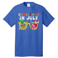 Christmas In July Santa Sunglasses Summer Beach Funny Xmas Tall T-Shirt