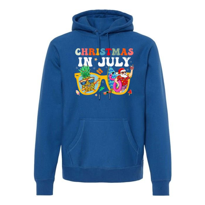 Christmas In July Santa Sunglasses Summer Beach Funny Xmas Premium Hoodie