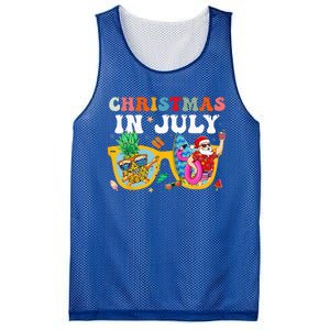 Christmas In July Santa Sunglasses Summer Beach Funny Xmas Mesh Reversible Basketball Jersey Tank