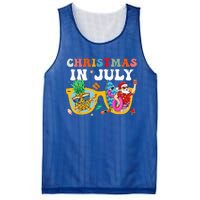 Christmas In July Santa Sunglasses Summer Beach Funny Xmas Mesh Reversible Basketball Jersey Tank